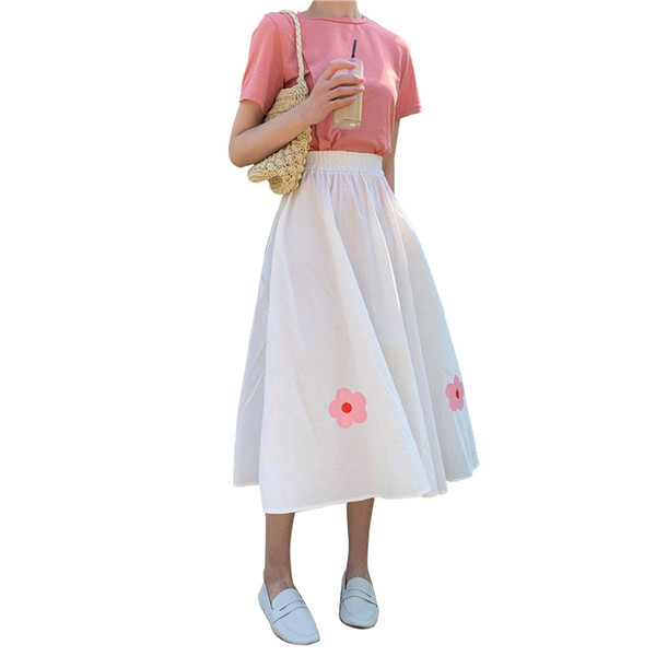 Women's Clothing summer new skirts womens harajuku Sweet beauty Simple Adorable floral empire roupa feminine a-line long skirt