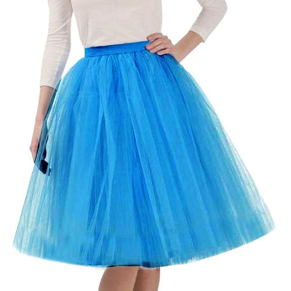 Tutu Tulle Skirt Womens High Quality Pleated Gauze Knee Length Skirt Adult Tutu Dancing Wedding faldas Mujer saias jupe