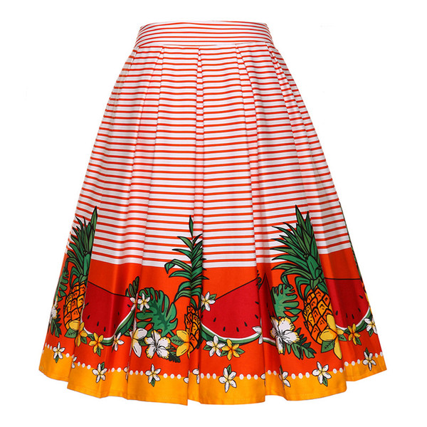 Summer Women Midi High Waist Floral Skirt Ball Gown Skirts Beach Blossom Plated Midi Skirt Female