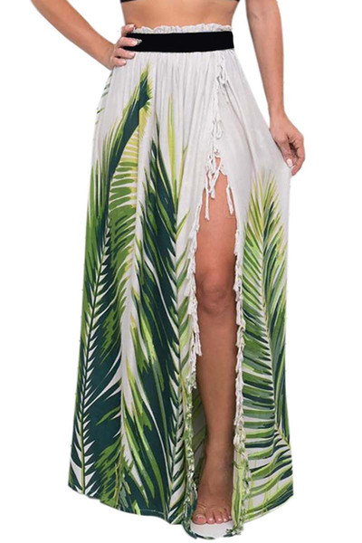 DHL 10pcs new women's printing split tassel holiday beach dress bust of the dress 4 kinds of color size s - xl