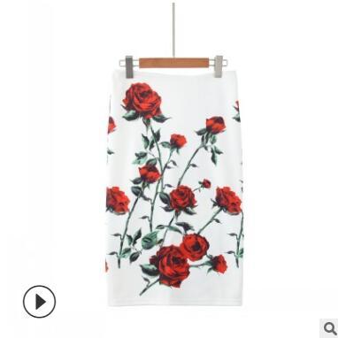 Hot Sale Women Pencil Skirt With High Waist Tight Office Skirt With Floral Printed Fashion Slim Casual Package Hip Skirt
