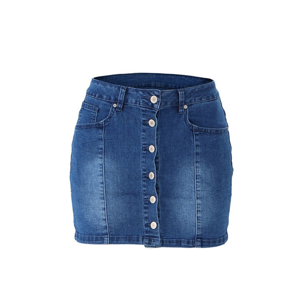 Europe and the United States explosion models package hip skirt indigo cotton women's half-length denim skirt