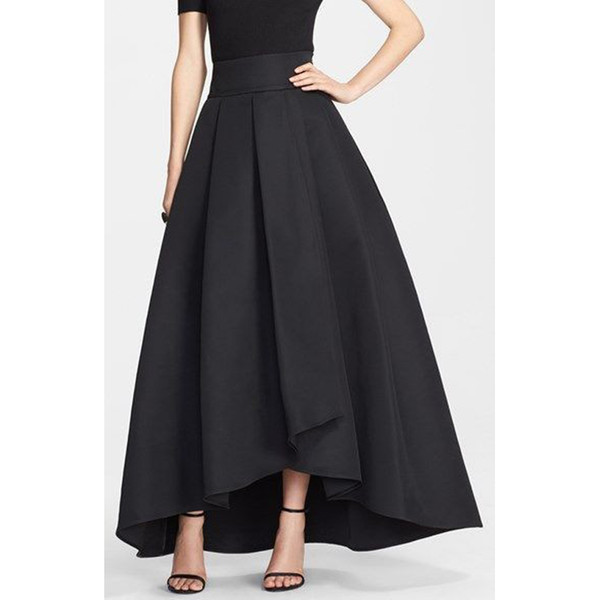 Black Dresses Skirts Royal Blue,Champagne Top Quality Satin High Waist Petticoats Long Skirts Fashionable Zipper Back High Waist Long Skirts