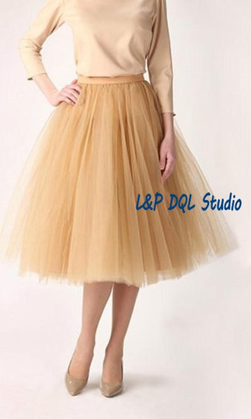 Stunning Gold Ball Gown Skirts Pleats Tulle Organza High Quality Summer Skirts Custom Made Plus Size Summer Dresses