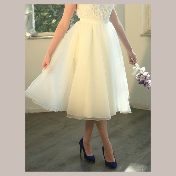 Ivory Skirts with Pockets Pleats Tulle Custom Made Plus Size Skirts Cheap 2017 Summer Style Skirts Women Dresses Cheap