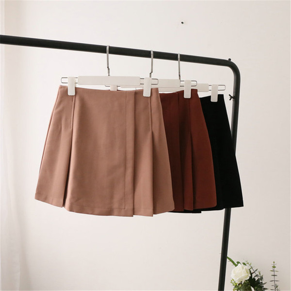 Spring Summer Models Women's Temperament Wild Pleated A Word Skirt Short Skirt Pure Color Subtle Matching