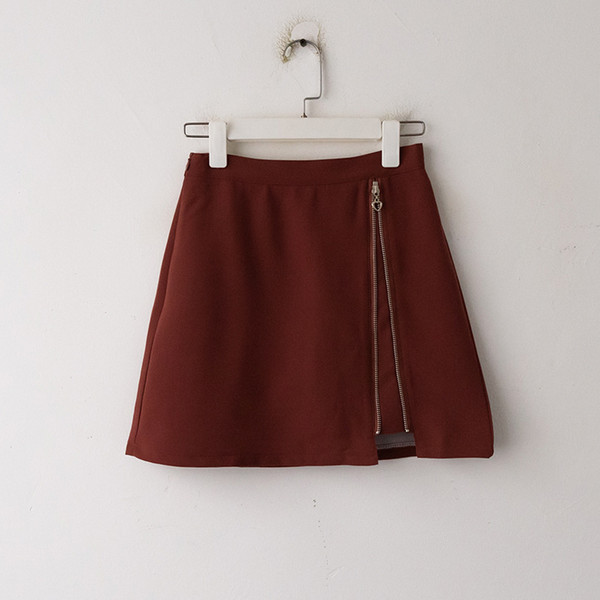 Jooyoo Summer New Irregular High Waist Skirt Zipper A Word Short Skirt Bag Hip Woman Skirt