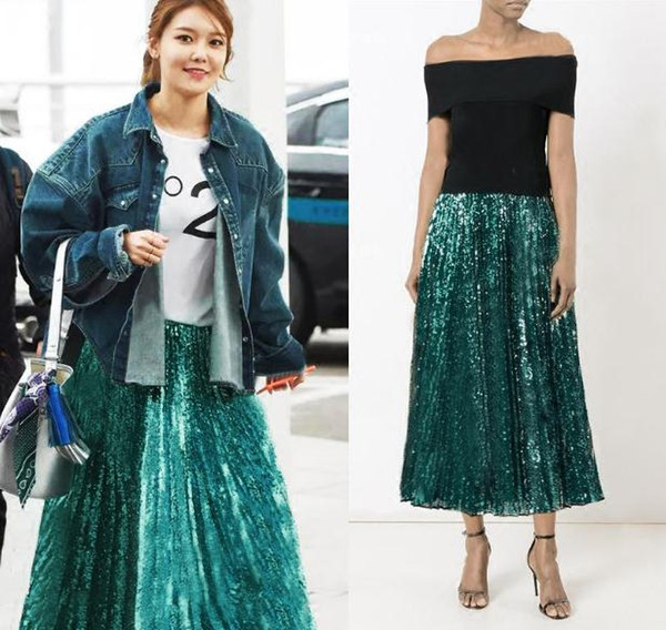 Gorgeous Green Sequins Short Women Skirts Blingbling Fashion Skirts Womens Sexy Skirt Midi Skirt faldas 102305-1