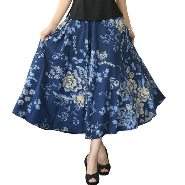 Shanghai Story Blend Linen Long Skirt Spring Summer Skirts Chinese Style Bohemian Skirts Casual Bandage Skirt Length 80cm