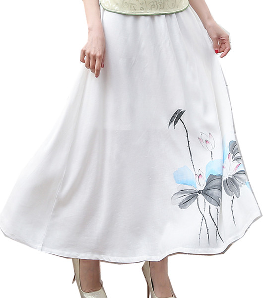 Shanghai Story Women Vintage Chinese A-Line Loose Long Skirts