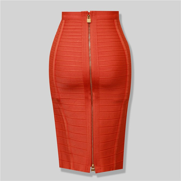 Wholesale- Brand Nerw Sexy Fashion Red Black Bandage Pencil Skirt New Arrival Elastic Bodycon Skirts 54cm