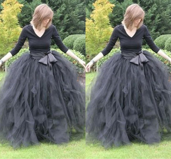 Floor Length Ball Gown Skirts For Women Ruffled Tulle Long Skirt Adult Women Tutu Skirts Lady Formal Skirts With Sashes