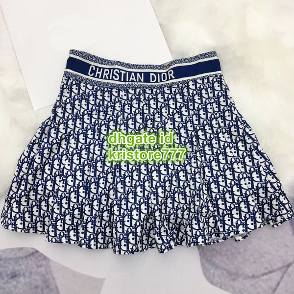 Women Brand Pleated Skirt With Letter Print Mini About Knee Skirt Girls A-Line Casual Letter Regular Mini Empire Skirt