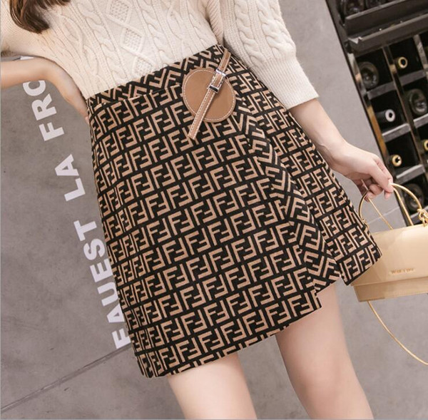 M-4XL Large size Women Clothing 2019 NEW Italy High Waist Women Skirt Fashion Female Black Letter Woollen Short Mini Skirt