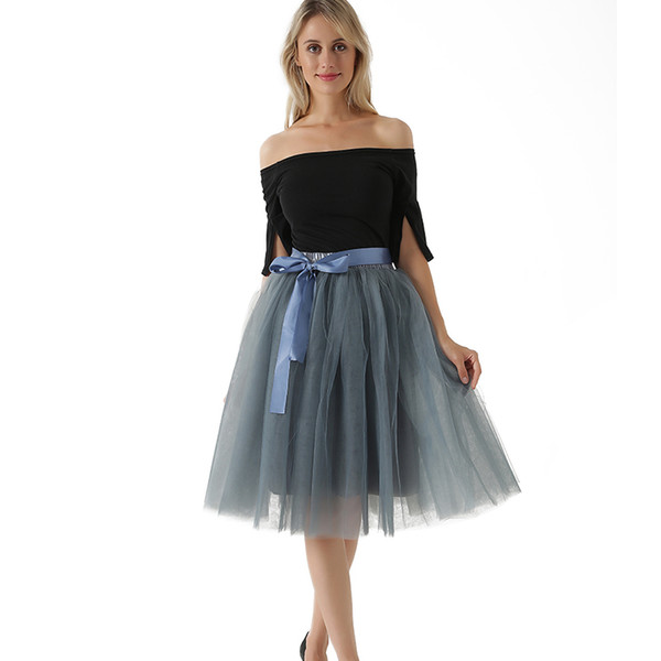 New Arrival Elegant Ladies Elastic Waist Pleated Tutu Tulle Skirt Adult skirts Women Lolita Petticoat Bridesmaids Jupe Saia fald