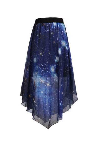 Sexy Ladys Starry Sky Printed Chiffon Skirts Women Dress A-line Skirt Sweet Girl Summer Gradient Color Skirts