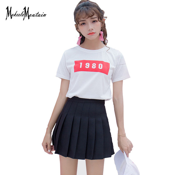 2018 Harajuku Lolita Schoolgirl Skirt Pleated Korean Kawaii Pink/Blue/Black/ Streetwear Mini Candy Color Skirt Shorts Female