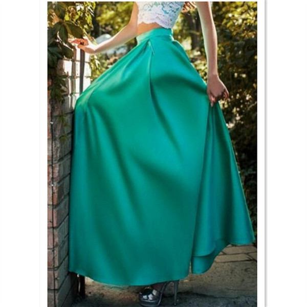 Satin Long Maxi Skirts For Women Solid Casual 6XL 7XL Plus Size Custom Made Pleated Woman Skirts High Waist Swing Beach Skirt