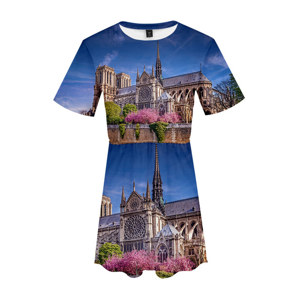 Notre Dame de Paris Dress 11 Styles Women Girls 3D Printed Dress Short Sleeve Summer Short Skirt LJJO6701