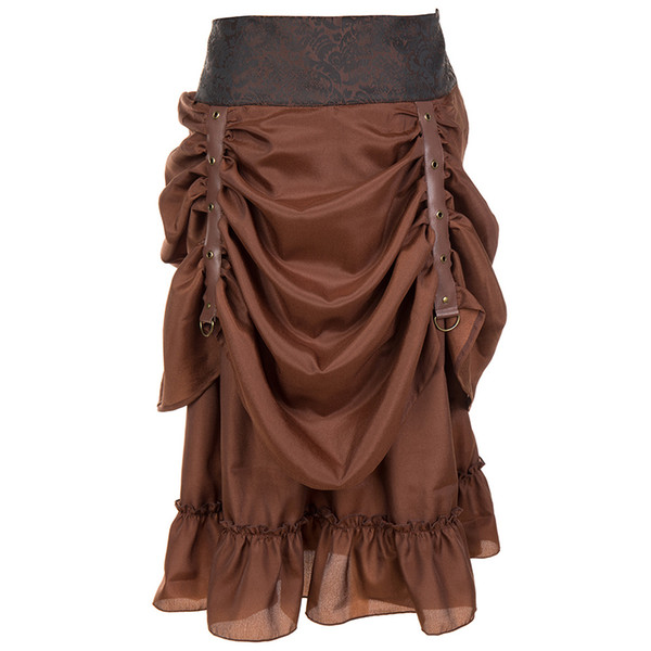 Steampunk Gothic High Waisted Party Women Pleated Design Skirt Fashion Retro Vintage Asymmetrical Skirt Ruffled Skirts