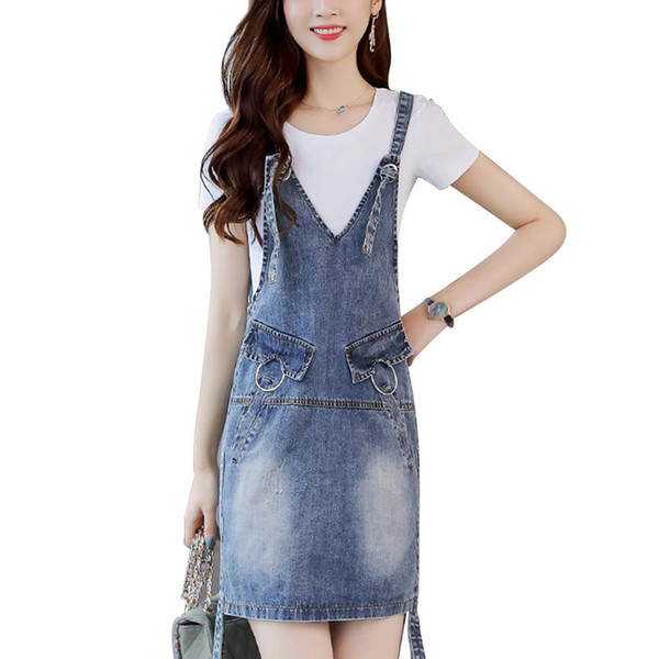 mrwonder Women Stylish Denim Skirt Shoulder Strap Suspender Skirt Casual Daily Wear Outfits Gift