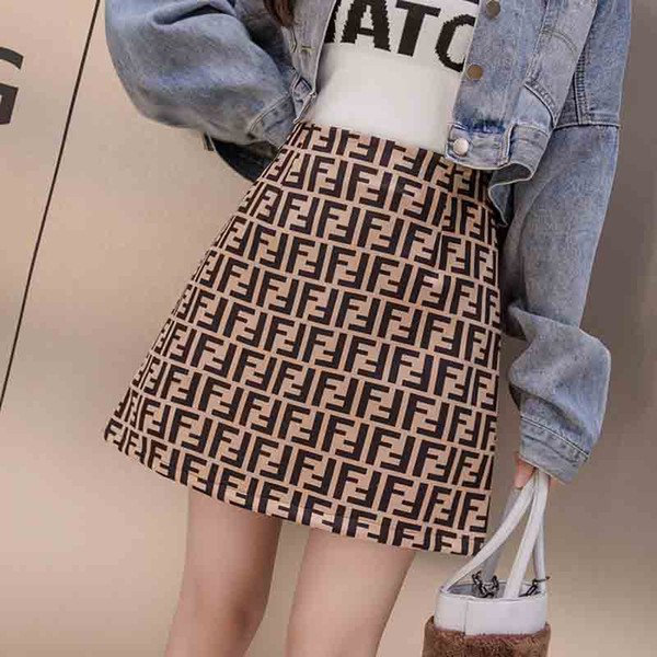 Sexy Women Skirts Brand Spring Casual Fashion Letter Print Soft Empire Invisible Zipper A-Line Skirts 2019 New Size S-L