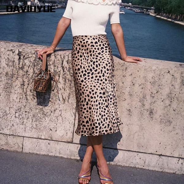 Sexy print leopard skirt women Summer high waist skirt Streetwear korean fashion A-line midi 2018 Retro faldas mujer