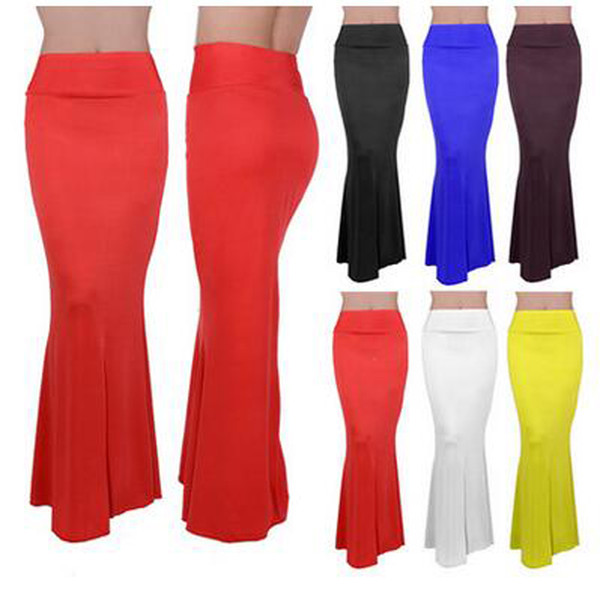 New Fashion Spring Summer Women Bohemia Style Casual Long Skirts Female Candy Color High Waist Maxi Womens Skirts