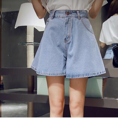 Fashion Comfortable Summer Casual Women Lady Retro Denim middle waist Shorts Pants Blue Loose Jeans Shorts