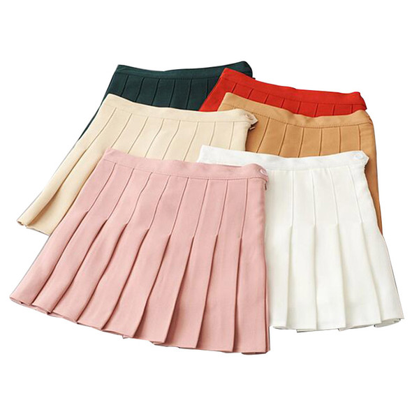 Women's Skirts Ladies Punk Kawaii Ulzzang High Waist Pleated Slim New Solid Color Retro Skirt Female Harajuku Clothing For Women