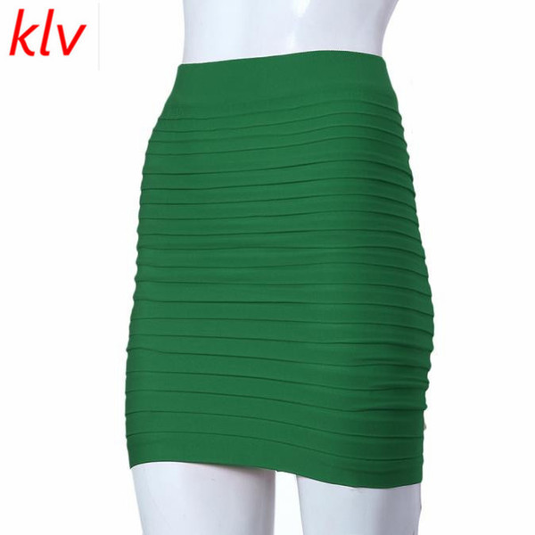 Wholesale- Summer skirts KLV women mini New Elastic Pleated High Waist Hip Short Skirt Women Fashion Retro Mini Skirts Female drop Shipping