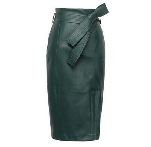 Autumn Winter Sexy High Waist leather Skirts High Quality leather Skirt women plus size 4XL Womens Belted Fashion Pencil Skirt