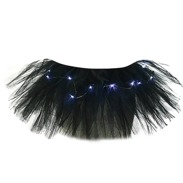 Sleeper #401 2019 NEW FASHION Women 5 layers Mesh Tulle Skirt Princess Skirt With LED Small BulbSkirt short mini Free Shipping