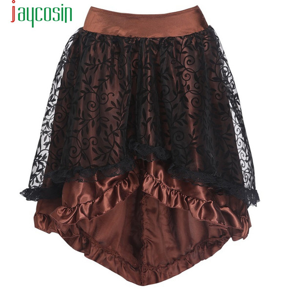 JAYCOSIN hot sell fashion Summer Womens Sexy Gothic Floral Lace High Waist Gothic Novelty Corset High Low Skirts #40