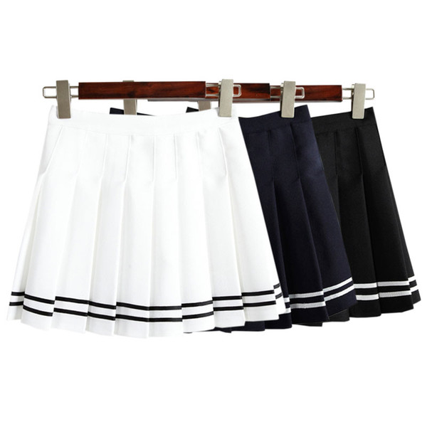 New Summer Korean High Waist Mini Pleated Skirt British Style College Vintage A-line Skirt Short Skirts Womens Petticoat