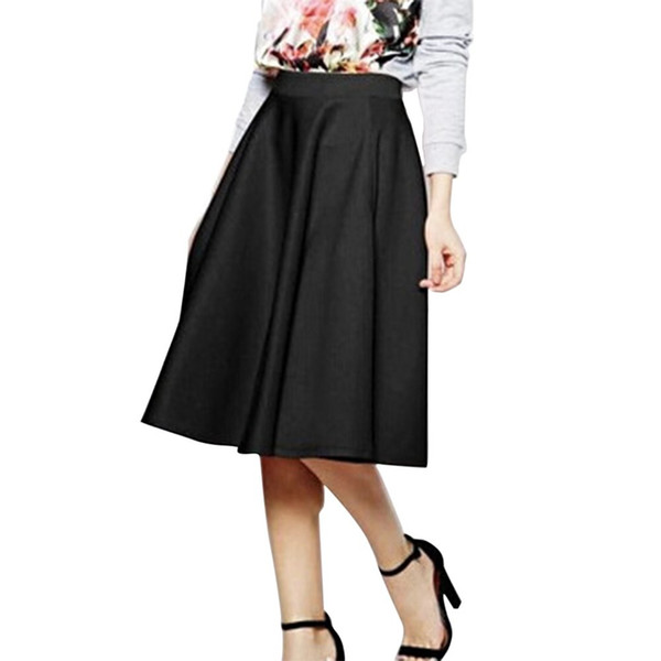 Slim Pleated Skirts Women 2018 Spring Summer Solid High Waist Skirts Female Fashionable Knee Length Skirt faldas mujer