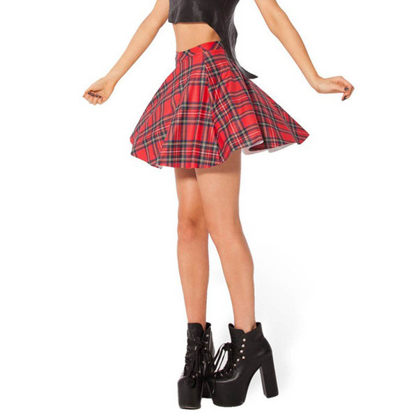 Ahkuci 2017 Summer Women Plaid Skirt Harajuku High Waist Schoolgirl Short Plated Red Plaid Women's Skirts Kawaii Female Skirts