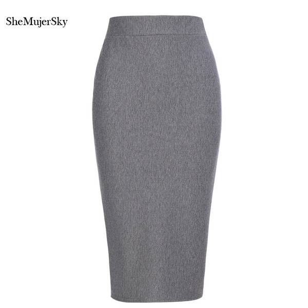 SheMujerSky Women High Waist Elastic Skirts Pencil Skirt Tight Slim Office Womens falda