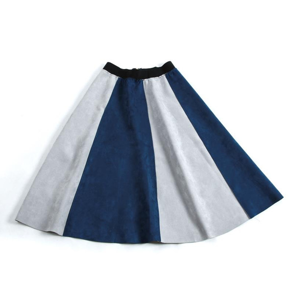 2018 Fashion Girls women multi color suede scuba Aline knee length skirt winter and spring midi skater knee length skirt autumn