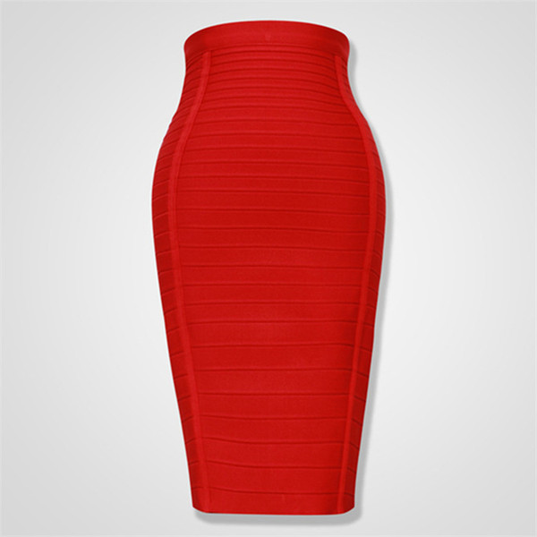 4 Color High Quality Back Zipper Knee Length Bodycon Skirt Bandage Women Club Fashion Party Skirts