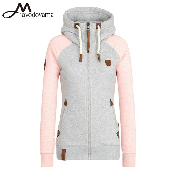 Avodovama M Women Fashion Long Sleeve Shirts Hooded Casual Patchwork Appliques Tops