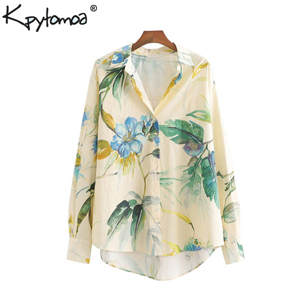 Vintage Elegant Floral Print Loose Tops Women Shirts 2019 Fashion Lapel Collar Long Sleeve Ladies Blouses Casual Blusas Mujer