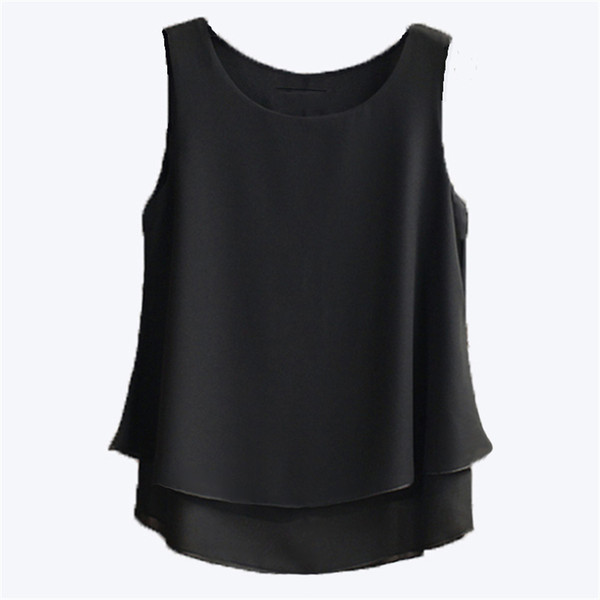 Banerdanni Women's Blouse New Arrival 2018 Summer Sleeveless O-Neck Chiffon Blouse Plus Size 5XL 4XL Casual Black Shirt For Girl