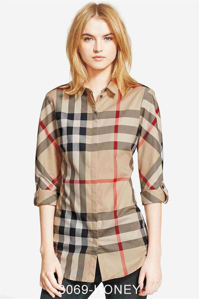 2018Brand women's casual shirt women's long sleeve stripe slim women's T-shirt new fashion plaid #HO2