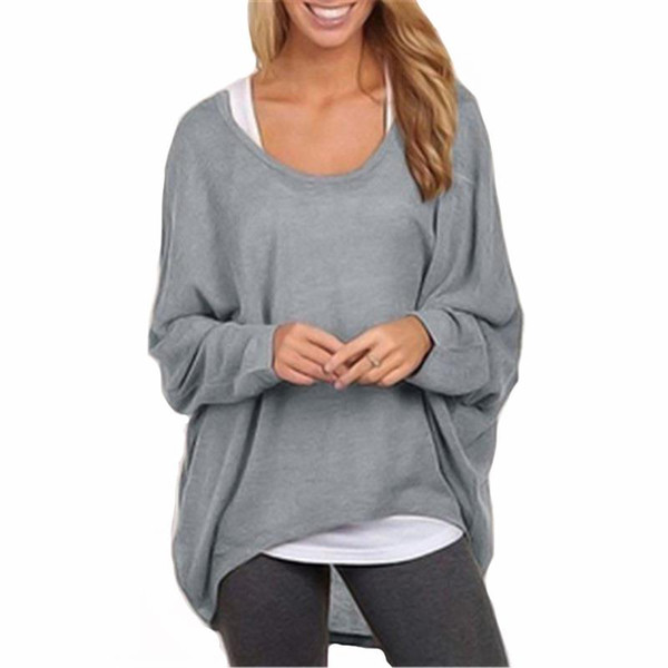 2017 New Fashion Women T Shirt Long Sleeve Solid Autumn and Winter Plus Size O Neck Top Solid Black White Long Casual Loose Big