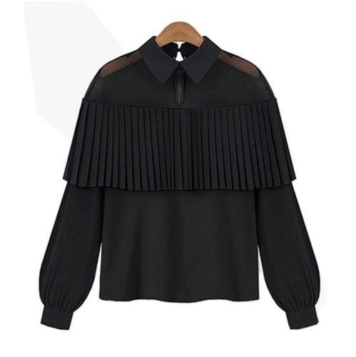 Fashion Women's Lace Chiffon Shirt Tops Tee Long Sleeve Shirt Casual Blouse Loose TOY