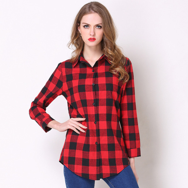 Women Plaid Shirts Soft Long Slim Top Long Sleeve Shirt Ladies Fashion Casual Commuter Shirts Comfortable