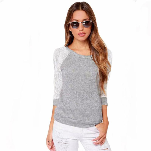 Women's Long Sleeve T-shirt Sexy Hollow Out O-neck Cotton Patchwork Tees Casual Cotton Women Tops High Quality T Shirts