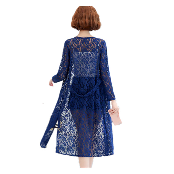 New woman lace cardigan jacket woman long section summer thin shawl jacket chiffon long-sleeved sunscreen shirt