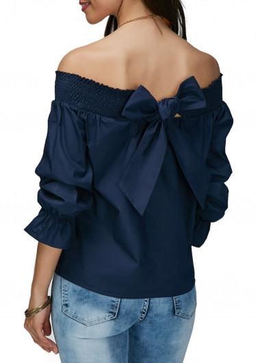 2018 Summer Elegant Women's Blouses Shirts Sleeve Bow Slash Neck Off Shoulder Tops Casual Loose Blusas For Female